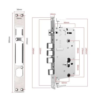 Stainless Steel Door Electronic Keyless Lock Body For Home Smart Sliding Door Mortise