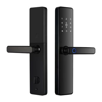Black/Red Bronze Zinc Alloy Tempered Glass Digital Fingerprint Passcode Door Lock