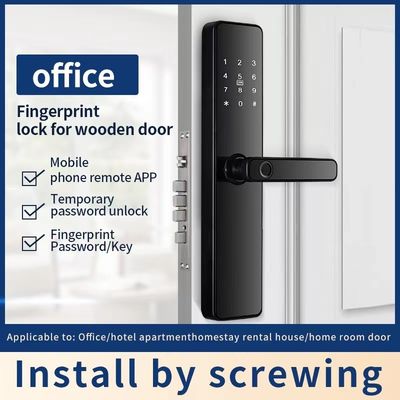 Black/Red Bronze Zinc Alloy Tempered Glass Digital Fingerprint Passcode Door Lock