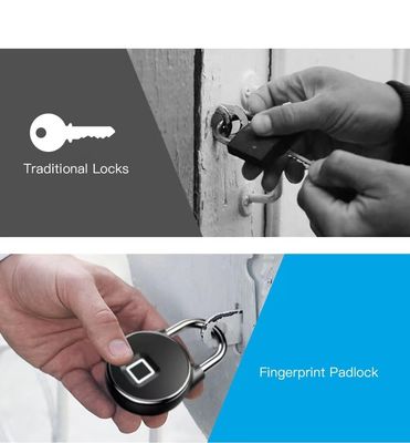 IP56 Waterproof S502 Smart Fingerprint Padlock Black Color for Apartment Security