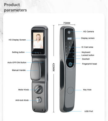 Office Convenience S907max Tuya Wifi Password Card Fingerprint Door Lock with Camera