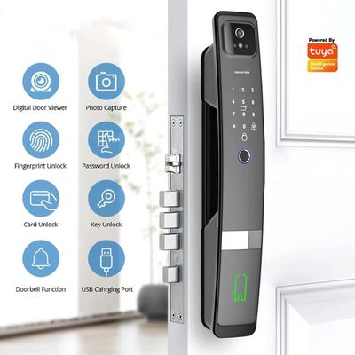 6068 Mortise Tuya APP Password Card Fingerprint Electronic Door Lock With Face Camera 6kg