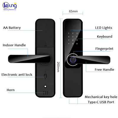 8 Language Code Wifi Tuya Digital Door Lock with Smart Fingerprint Camera and OEM LOGO