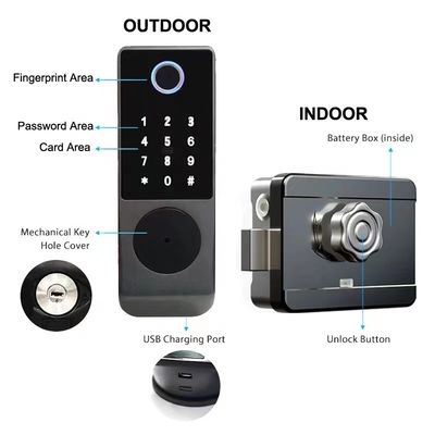 IP65 TTlock Bluetooth Controlled Door Lock Biometric Finger Print