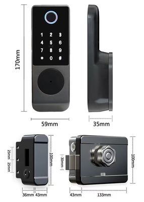 IP65 TTlock Bluetooth Controlled Door Lock Biometric Finger Print
