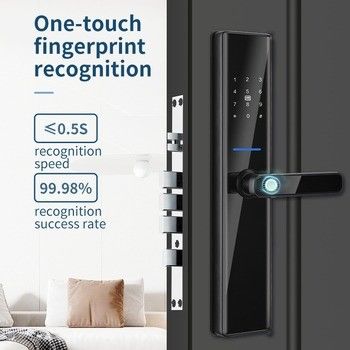 Black Biometric Fingerprint Door Locks Tuya TTlock Electronic Digital Door Locks