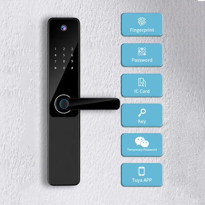 Aluminum Tuya Smart Fingerprint Lock Black Hotel Room Electronic Door Locks