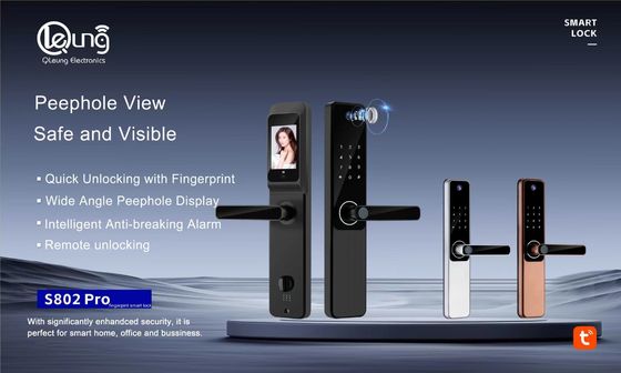 Wooden Door Fingerprint Door Lock With Camera / Electronic Door Lock With Fingerprint