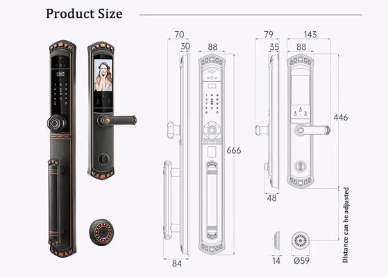Standard Mortise Smart Door Lock Using Face Recognition Black Bronze
