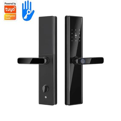 Black Smart Life Fingerprint Door Lock For Tuya Wifi TTlock App