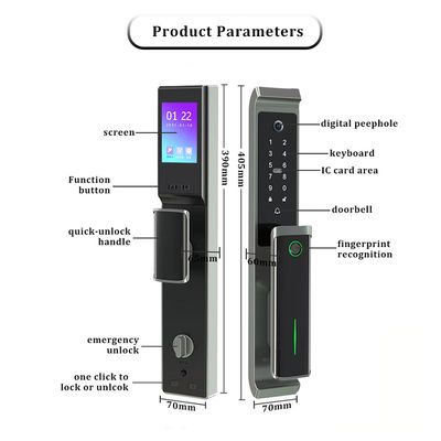 TTLock App Controlled Front Door Lock Bluetooth Fingerprint Door Lock With Camera