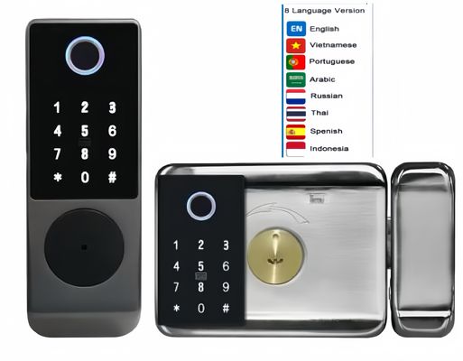 8 Languages Stainless Rim Lock Smart Door Lock Double Side Optional