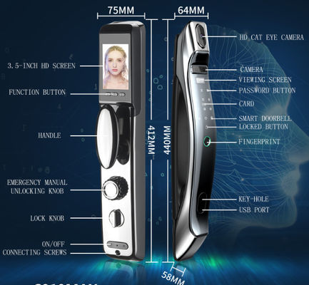 3D Face Recognition Digital Door Lock Fingerprint Password Keyless Wifi Smart Camera Door Lock for Villa Aprtment