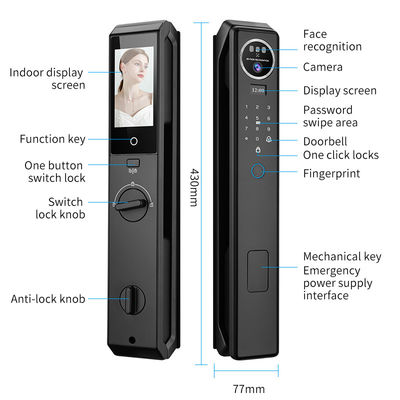 S959 3D Face Fingerprint Tuya Video Calling Smart Door Lock Keyless Automatic Card Access Wifi Biometric Home Hotel Lock