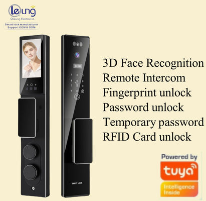 Qleung S555Max Face ID Video Intercom Fingerprint Recognition Card Key Code Tuya App Remote Control Smart Door Lock