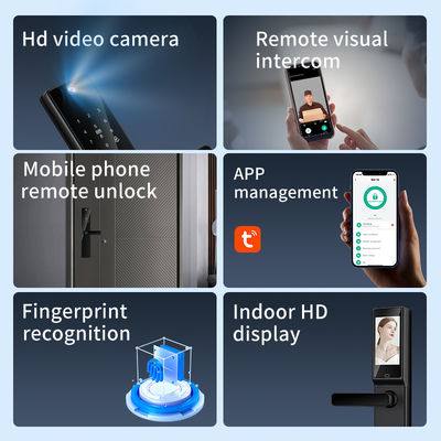 Qleung Tuya Wifi Remote Control HD Camera Video Intercom Fingerprint Card Code Key S819-2Max Smart Home Door Lock