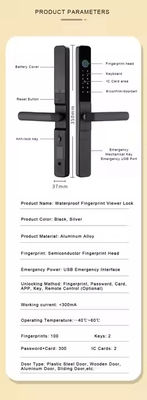 Qleung S617-2 Waterproof Intelligent Tuya Wifi Remote Control Smart Home Door Lock