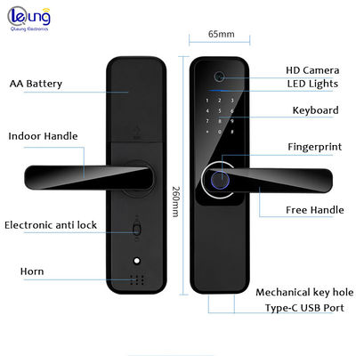 Qleung S802MAX Fingerprint Wifi Tuya App Remote Unlock Card Code Camera Digital Smart Home Door Lock
