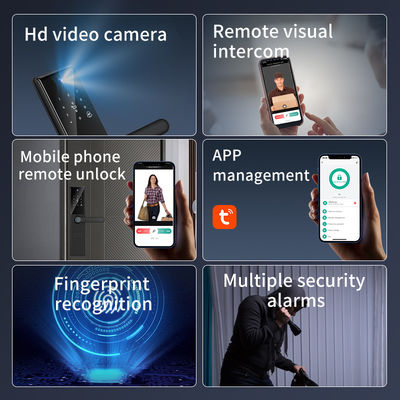 Qleung S829max Tuya Wifi APP Remote Control Camera Fingerprint Password Card Key Smart Door Lock for Home Hotel Office