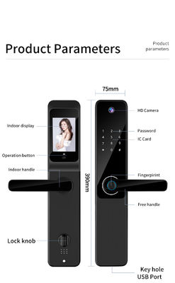 Qleung Tuya Wifi App Camera Locks Biometric Fingerprint Recognition Code IC Card Key S802Pro Smart Home Door Lock