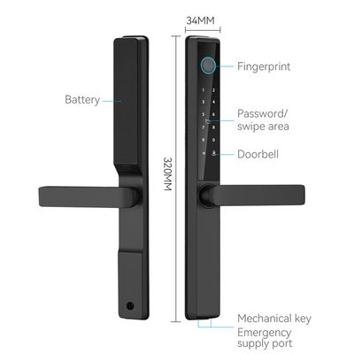 Qleung S960 Waterproof Digital Door Lock Tuya TTlock APP Framed Glass Password Card Fingerprint Smart Home Door Lock