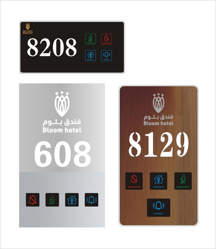 LED Touch Hotel Room Door Signs DND Switch Neon House Number Signs