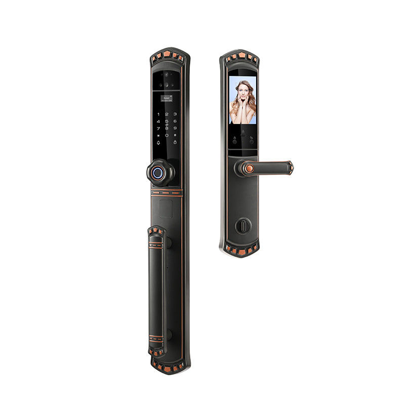 Red Bronze 3D Face Door Lock With Video Intercom Function With 6068 Mortise