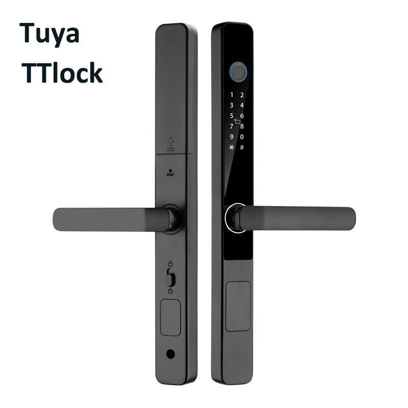 TTlock IP65 Aluminium Door Electric Lock Tempered Glass Automated Front Door Lock