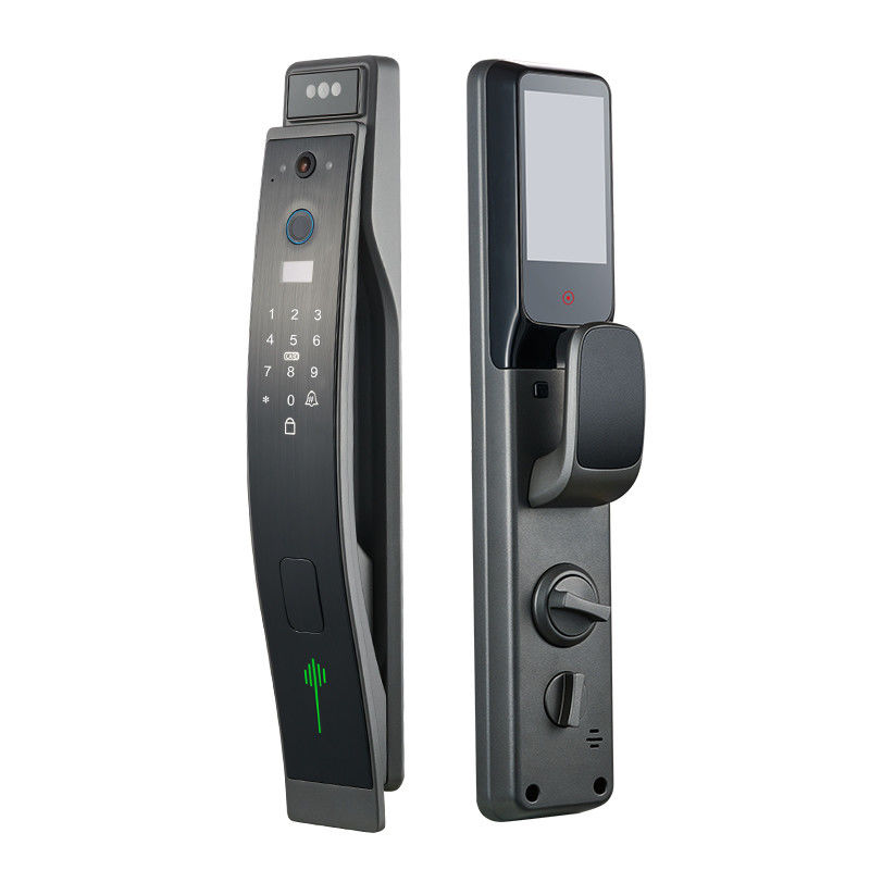 Grey Face Recognition Smart Door Lock Video Intercom Door Lock Aluminum Alloy