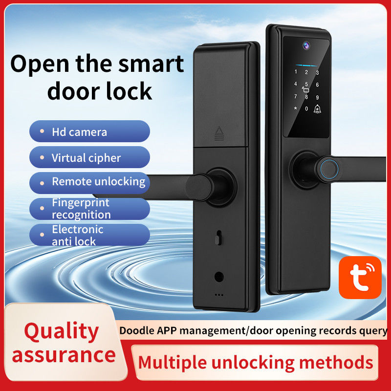 S821Max Digital Door Lock with Tuya Wifi Fingerprint Code Card Key Camera for Hotel Home