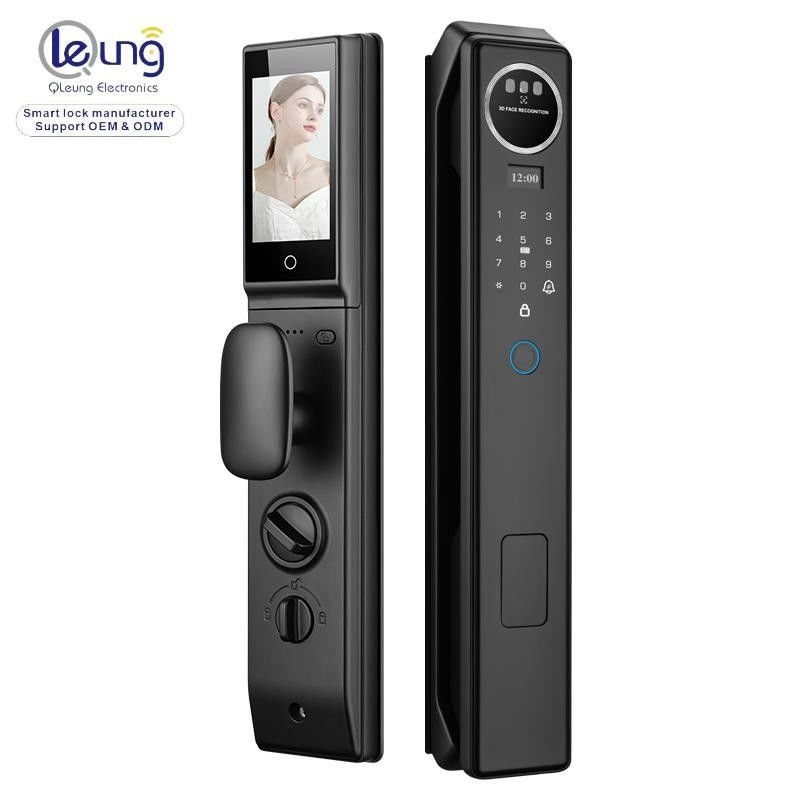 Qleung S959MAX  Face Biometric Video Calling Fingerprint Recognition Key Card Tuya App Fully Automatic Smart Door Lock