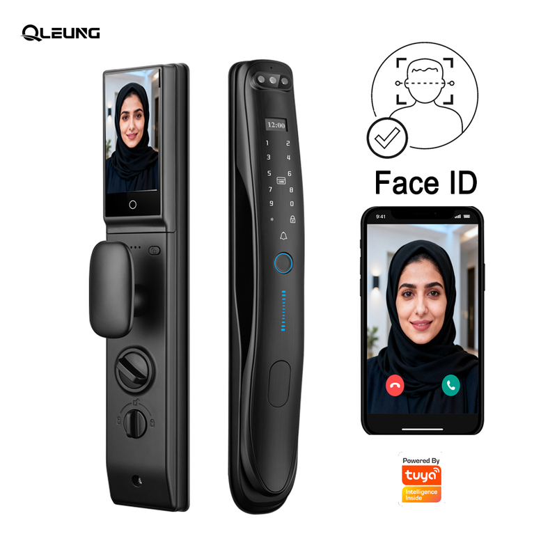 QLEUNG 3D Face Recognition Door Lock Fingerprint Card Code Access Tuya Active Video Calling WiFi Access Control Digital Lock