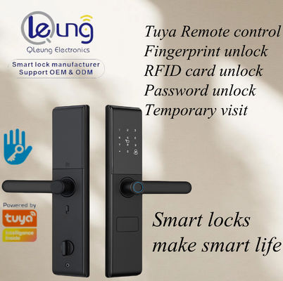Qleung S829 Tuya Wifi Remote Control Fingerprint Code Card Keyless Security Smart Home Door Lock For Home Hotel